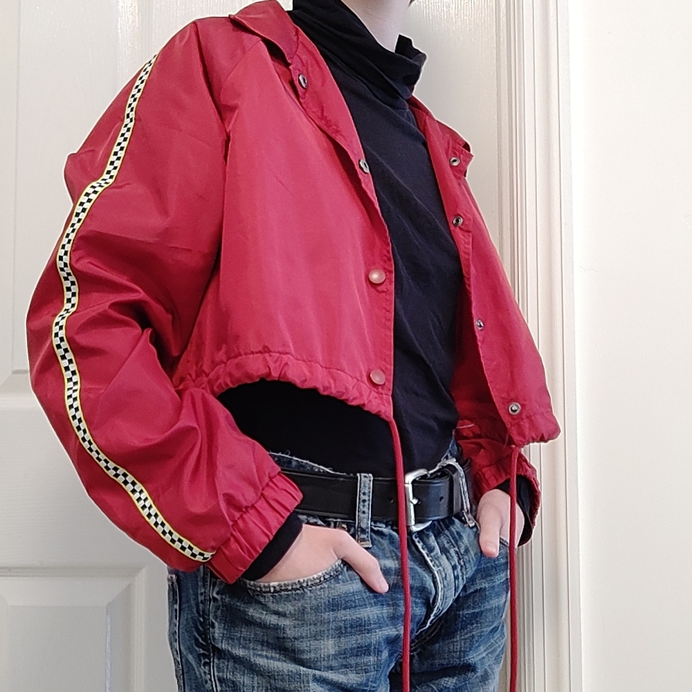 Red Cropped Windbreaker